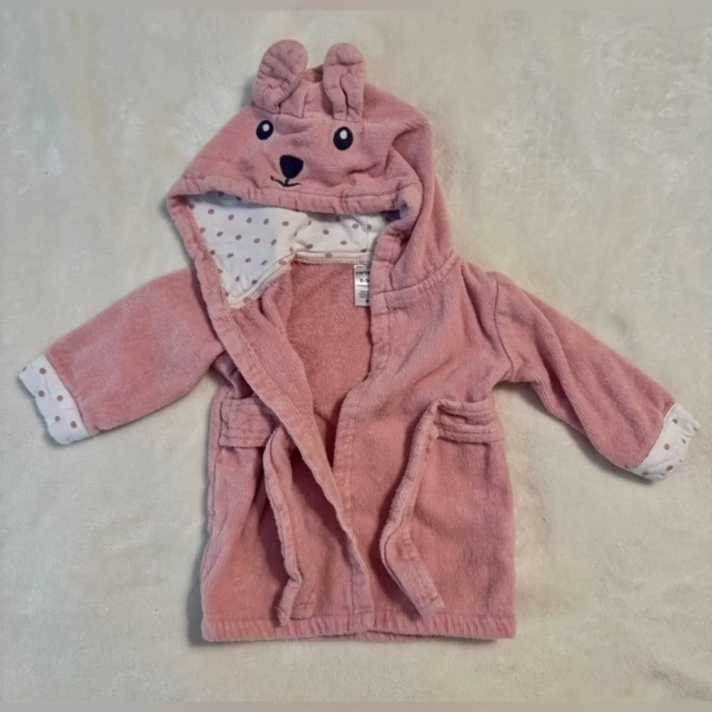 Carters Pink Bunny Terry Cloth Hooded Bath Robe